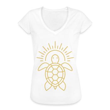 Spirituelle Schildkröte Line Art – Yoga Boho Art - Frauen Vintage T-Shirt - Schwarz - Vorne - Danielle (179cm)