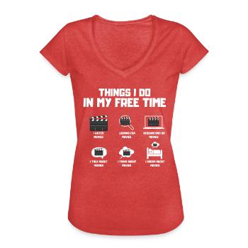 Cinéma geek - T-shirt vintage Femme - rouge chiné - Devant - Danielle (179cm)