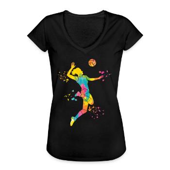 Joueurs de volley-ball enfants beach-volley - T-shirt vintage Femme - noir - Devant - Danielle (179cm)