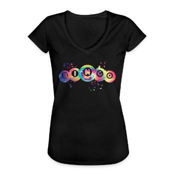 Bingo Bälle Farbsprotzer Frauen Männer Bingo - Frauen Vintage T-Shirt - Schwarz - Vorne - Danielle (179cm)