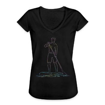 Stand Up Paddling Stand Up Board Sup - Frauen Vintage T-Shirt - Schwarz - Vorne - Danielle (179cm)