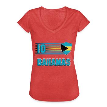Bahamas - T-shirt vintage Femme - rouge chiné - Devant - Danielle (179cm)