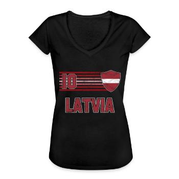 Lettonie - T-shirt vintage Femme - noir - Devant - Danielle (179cm)