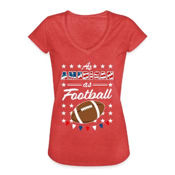 As American As Football 4th of July USA - T-shirt vintage Femme - rouge chiné - Devant - Danielle (179cm)