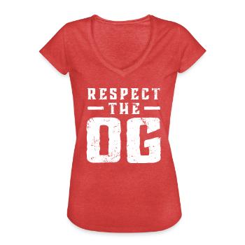 Respect The OG Original Gangsta Calligraphy - Frauen Vintage T-Shirt - Rot meliert - Vorne - Danielle (179cm)