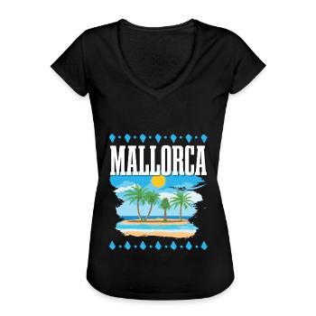 Mallorca - Frauen Vintage T-Shirt - Schwarz - Vorne - Danielle (179cm)