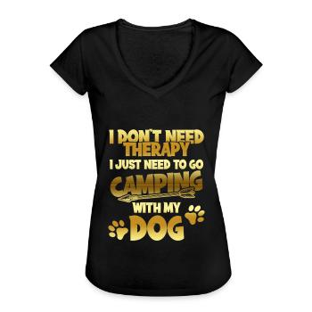 camping hund therapie - Frauen Vintage T-Shirt - Schwarz - Vorne