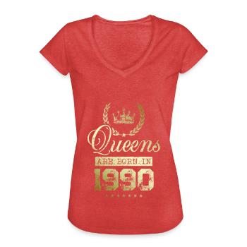 Queens born in 1990 - Women's Vintage T-Shirt - heather red - Front - Danielle (179cm)