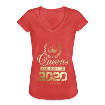 Reines nées en 2020 - T-shirt vintage Femme - rouge chiné - Devant - Danielle (179cm)