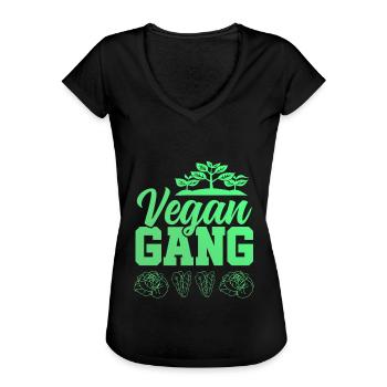 Gang végétalien - T-shirt vintage Femme - noir - Devant - Danielle (179cm)