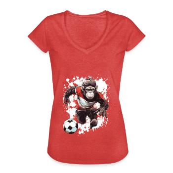 Monkey Soccer Sports Team - Women's Vintage T-Shirt - heather red - Front - Danielle (179cm)