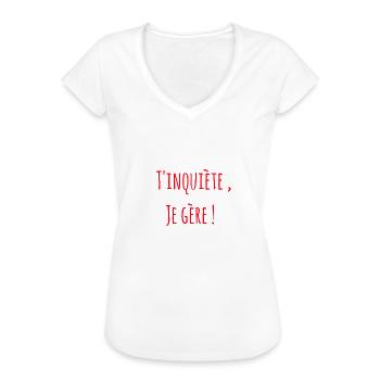T"inquiète , je gère ! - T-shirt vintage Femme - noir - Devant - Danielle (179cm)