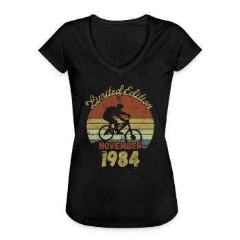 Birthday Bicycle Bike Novermber 1984 - Women's Vintage T-Shirt - black - Front - Danielle (179cm)
