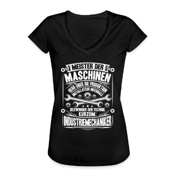 Industriemechaniker Industrial Mechanic - Frauen Vintage T-Shirt - Schwarz - Vorne - Danielle (179cm)