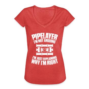 Constructeur de pipelines Construction de pipelines Pipelayer - T-shirt vintage Femme - rouge chiné - Devant - Danielle (179cm)