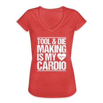 Outilleur Outilleur Tool & Die Maker - T-shirt vintage Femme - rouge chiné - Devant - Danielle (179cm)
