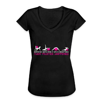 Pilates - Frauen Vintage T-Shirt - Schwarz - Vorne