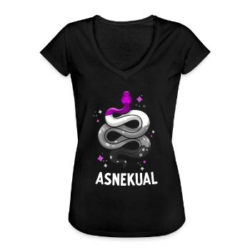 Asnekual Funny Asexual Pride Schlange Ace Pride Flagge - Frauen Vintage T-Shirt - Schwarz - Vorne - Danielle (179cm)
