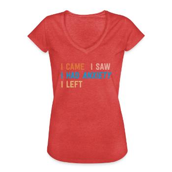 Ich kam, ich sah, dass ich Angst hatte, ich verließ lustig introvertiert - Frauen Vintage T-Shirt - Rot meliert - Vorne - Danielle (179cm)