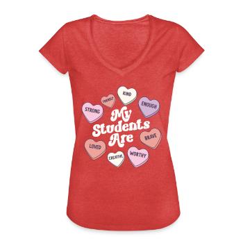 Lehrer Valentinstag Positive Affirmationen - Frauen Vintage T-Shirt - Rot meliert - Vorne - Danielle (179cm)