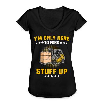 Stapler Gabelstapler - Frauen Vintage T-Shirt - Schwarz - Vorne - Danielle (179cm)