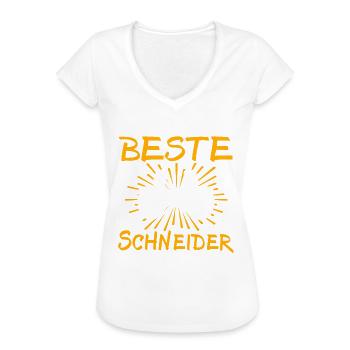 Schneider Geschenkidee - Frauen Vintage T-Shirt - Schwarz - Vorne - Danielle (179cm)