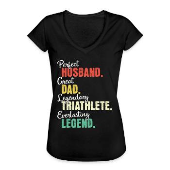 Triathlet Papa - Frauen Vintage T-Shirt - Schwarz - Vorne - Danielle (179cm)