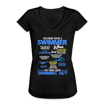 Schwimmen - Frauen Vintage T-Shirt - Schwarz - Vorne - Danielle (179cm)