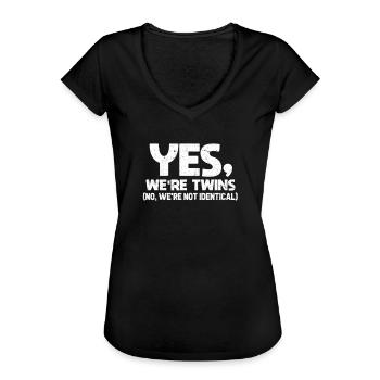 Zwillinge - Frauen Vintage T-Shirt - Schwarz - Vorne - Danielle (179cm)