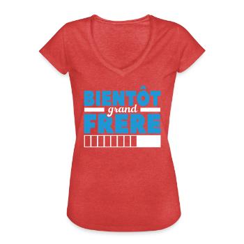 Bientôt Grand-frère - T-shirt vintage Femme - rouge chiné - Devant - Danielle (179cm)