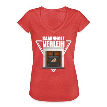 Kaminholz Verleih - Frauen Vintage T-Shirt - Rot meliert - Vorne - Danielle (179cm)