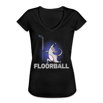 Unihockey Floorball Floorball-Maus Bandy - Frauen Vintage T-Shirt - Schwarz - Vorne - Danielle (179cm)