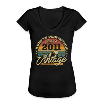 Vintage Geburtstagsgeschenk 2011, 12/13 Jahre - Frauen Vintage T-Shirt - Schwarz - Vorne - Danielle (179cm)