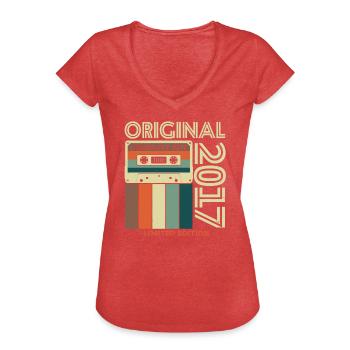 Vintage Birthday Gift - Women's Vintage T-Shirt - heather red - Front - Danielle (179cm)