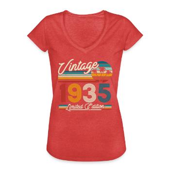 Vintage 1935 Geburtstagsgeschenk - Frauen Vintage T-Shirt - Rot meliert - Vorne - Danielle (179cm)