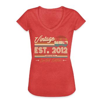 Retro Geburtstags-Jahrgang 2012 - Frauen Vintage T-Shirt - Rot meliert - Vorne - Danielle (179cm)