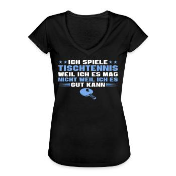 Tischtennis Weil ich es mag - Frauen Vintage T-Shirt - Schwarz - Vorne - Danielle (179cm)