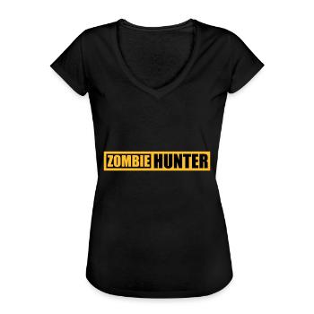zombie hunter Halloween Quote - Women's Vintage T-Shirt - black - Front - Danielle (179cm)