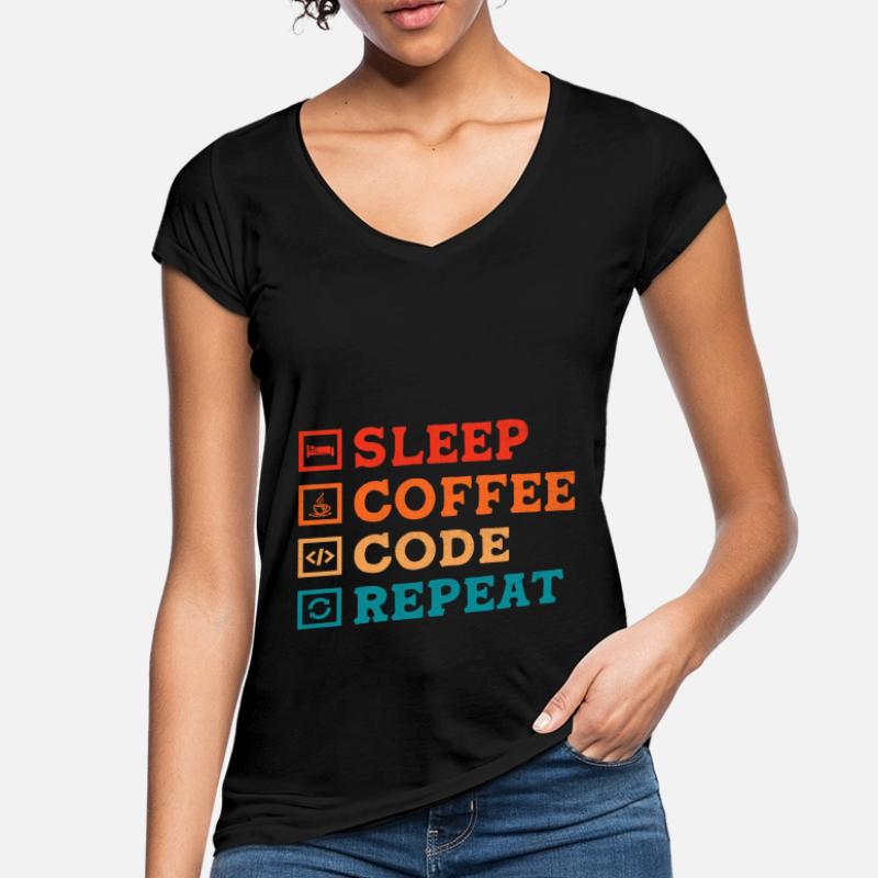 Kaffee-Codierung Programmierer Programmierer Entwickler Nerd Coff Frauen Vintage T-Shirt