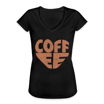 Kaffee | Liebe | Herz - Frauen Vintage T-Shirt - Schwarz - Vorne - Danielle (179cm)