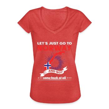 Norvège Scandinavie - T-shirt vintage Femme - rouge chiné - Devant - Danielle (179cm)