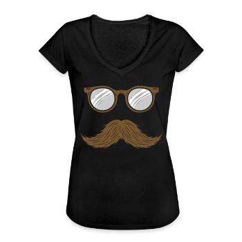 Moustache - Oberlippenbart - Mustache - Frauen Vintage T-Shirt - Schwarz - Vorne - Danielle (179cm)