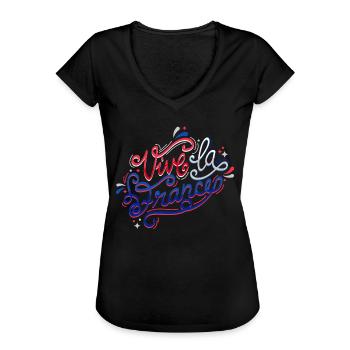 Vive la France - T-shirt vintage Femme - noir - Devant - Danielle (179cm)