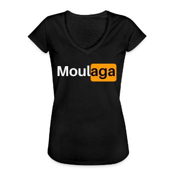 Logo Porn - Moulaga - Humour - T-shirt vintage Femme - noir - Devant - Danielle (179cm)