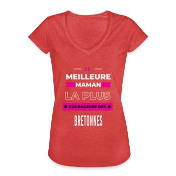 Le meilleur maman le plus courageuse des Bretonnes - T-shirt vintage Femme - rouge chiné - Devant - Danielle (179cm)