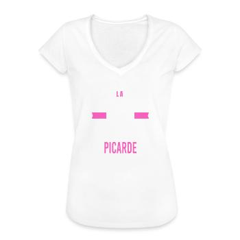 La perfection, c'est être une Picarde - T-shirt vintage Femme - noir - Devant - Danielle (179cm)