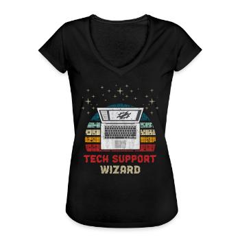 Support technique informatique - T-shirt vintage Femme - noir - Devant - Danielle (179cm)