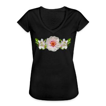 3 Blossoms Flowers Paeonie Rose Flower Band - Women's Vintage T-Shirt - black - Front - Danielle (179cm)