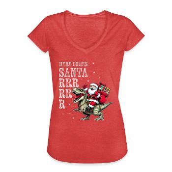 Manèges du Père Noël Dino Kids - T-shirt vintage Femme - rouge chiné - Devant - Danielle (179cm)