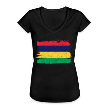 Drapeau de l’île Maurice Drapeau de la paix Vintage - T-shirt vintage Femme - noir - Devant - Danielle (179cm)